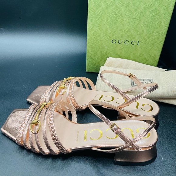 Gucci Women’s Nappa Silk Old Rose Sandals SIZE 38 NWB Model 645405 AUTHENTIC - Picture 5 of 9